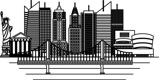 自由女神像城市摩天大楼图片下载