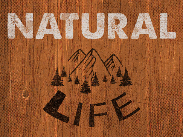 自然生活，鼓舞人心的手写字母引用在木材背景。图片下载