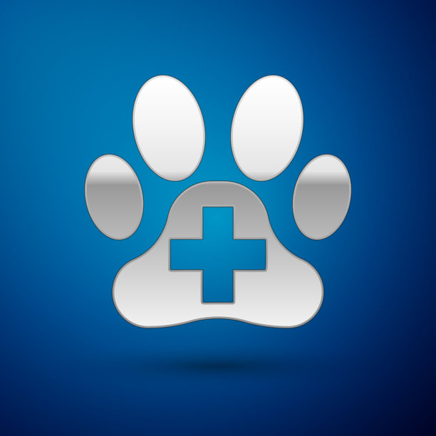 银色兽医诊所标志图标隔离上图片下载