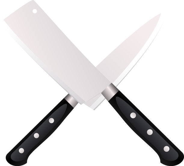 两把菜刀在白色背景上交叉图片下载