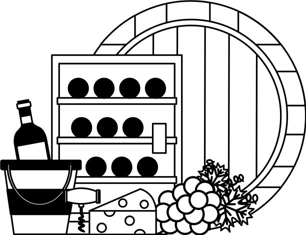 冰箱，酒瓶，桶装奶酪图片下载