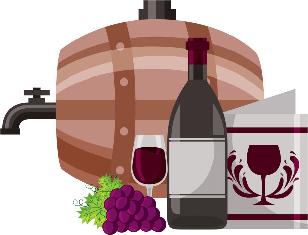 葡萄酒桶杯葡萄菜单图片下载