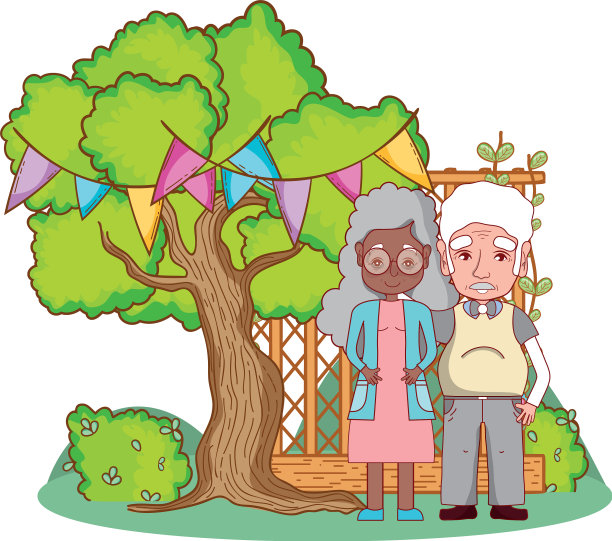 可爱的祖父母夫妇卡通图片下载