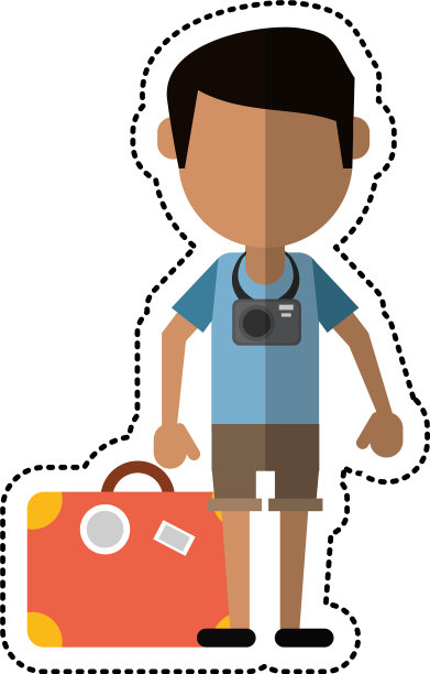 卡通旅行者男人相机手提箱图片下载