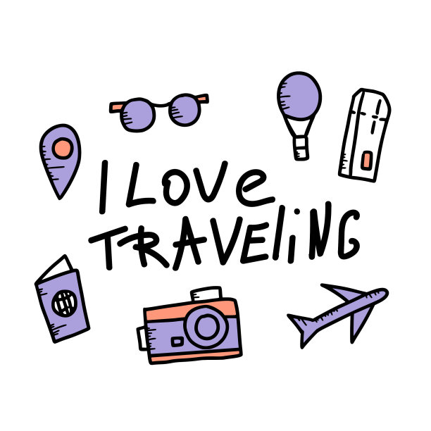 一套旅行涂鸦符号图片下载