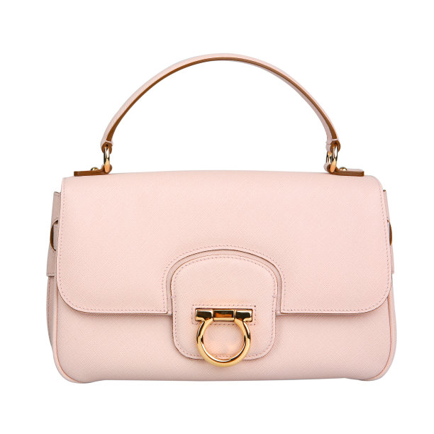 女性粉色皮革手袋孤立在白色图片下载