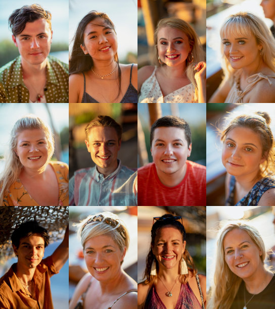 多民族拼贴的朋友在阳光下图片下载