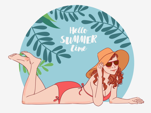 海滩上的年轻女子图片下载