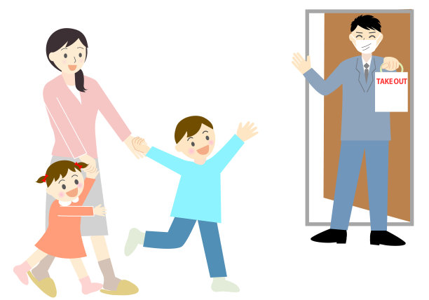 妈妈和孩子问候爸爸图片下载