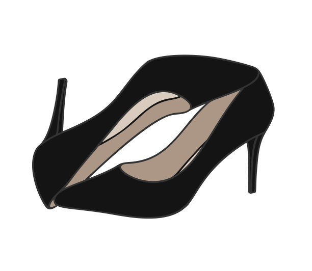 一个高跟的黑色庭院鞋顶视图卡通图片下载