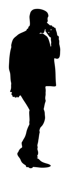 商人与手机的剪影交谈图片下载