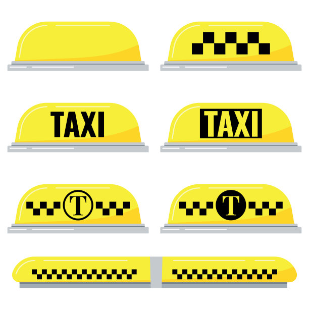 出租车信号灯设置在白色隔离图片下载