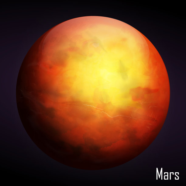 真实的火星星球孤立在黑暗的背景。插图图片下载