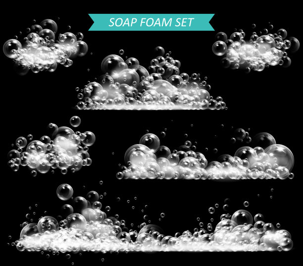 肥皂泡沫与气泡隔离插图上透明的背景图片下载