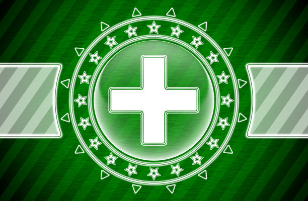 加上圆形图标和绿色条纹背景。插图。图片下载