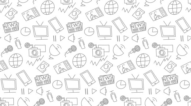 新闻素描矢量无缝涂鸦图案图片下载