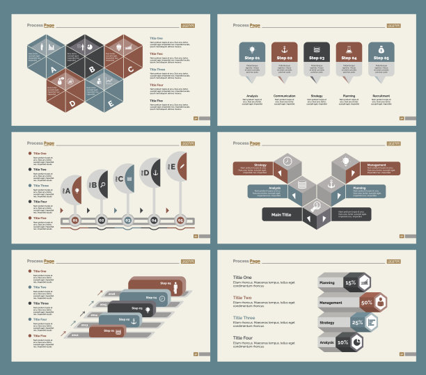 六个经济幻灯片模板集图片下载