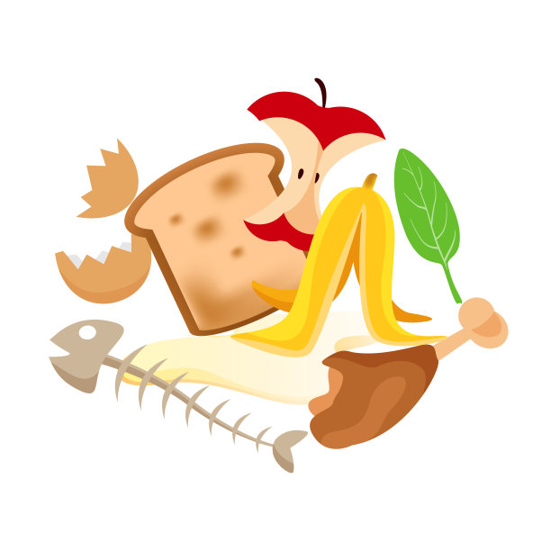 有机食品垃圾隔离在白色背景，有机垃圾蔬菜水果垃圾，有机腐烂食品垃圾集，说明有机垃圾从剩余食品分离图片下载