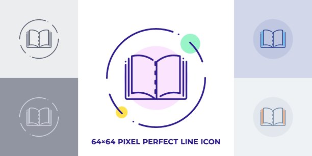 教科书线艺术矢量图标。打开的书的轮廓符号。文学象形文字由细笔画制成。孤立的背景。图片下载