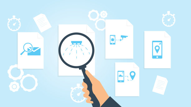 密钥文件，文献研究矢量图。文档与搜索图标。文件和放大镜。分析研究的迹象。矢量图图片下载
