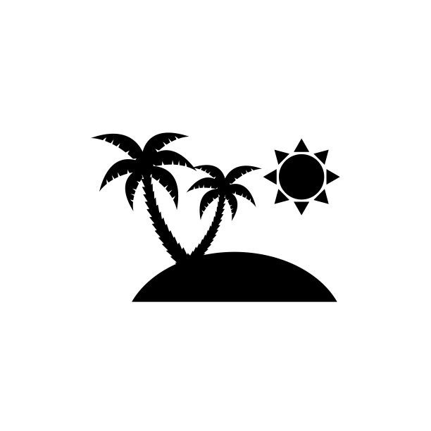 岛屿图标，标志孤立在白色背景图片下载