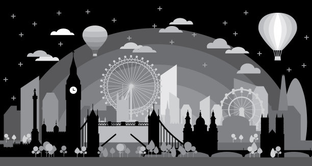 伦敦天际线剪影图片下载