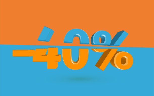 3D销售插图与削减百分比，矢量图片下载