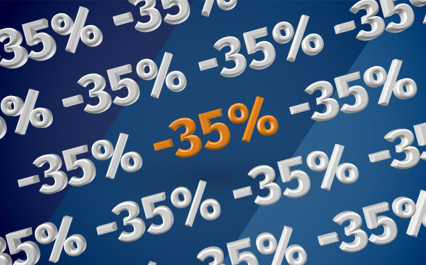 3D销售插图百分比，矢量图片下载