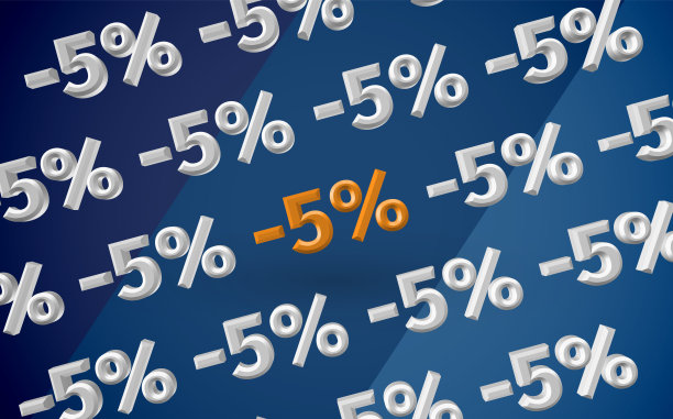 3D销售插图百分比，矢量图片下载