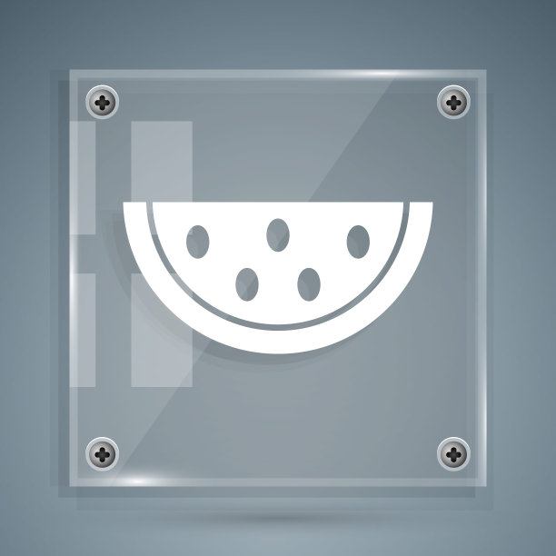 白色西瓜图标孤立在灰色背景。方形玻璃面板。矢量图图片下载