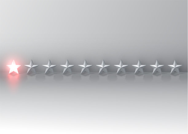 发光的红色3D星评级，矢量插图图片下载