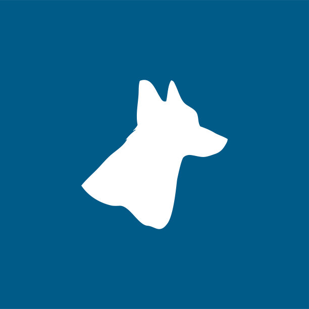 狗图标在蓝色背景。蓝色平面风格矢量插图图片下载