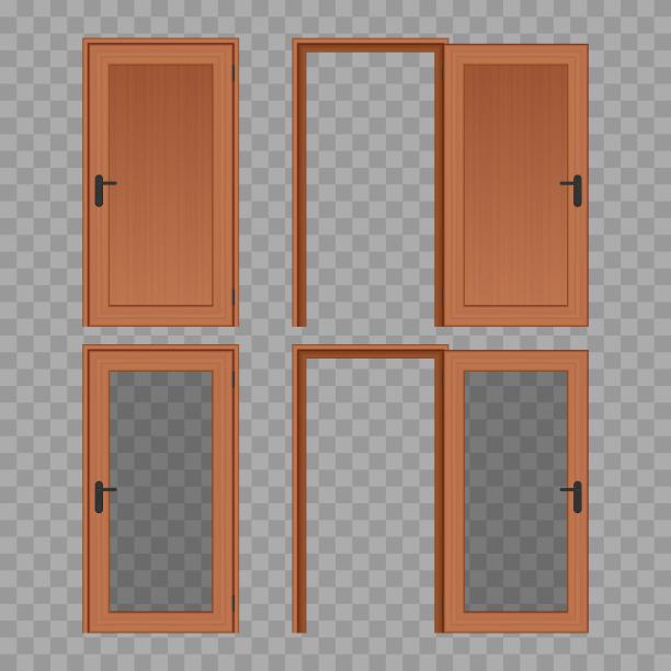 打开和关闭木门矢量插图孤立图片下载