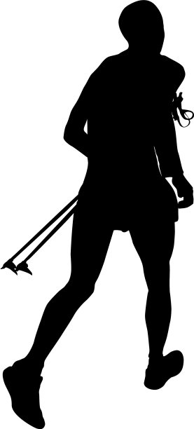 手持登山杆的运动员图片下载