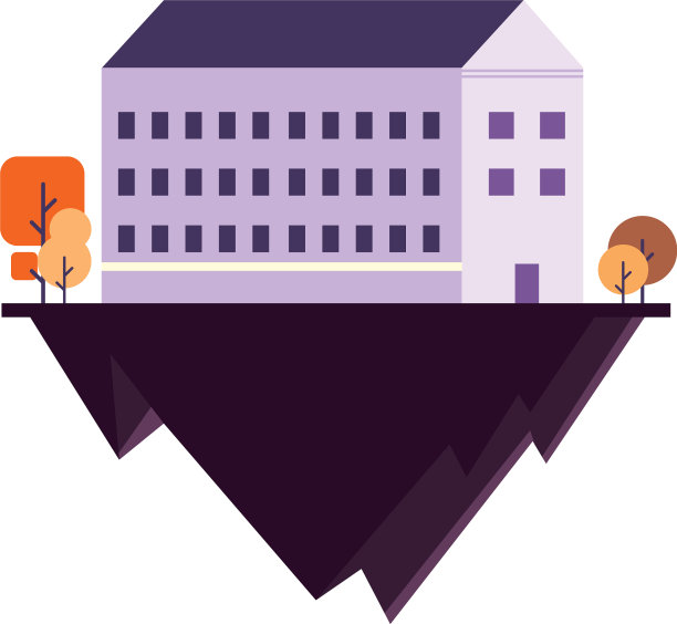 白色背景中的学校建筑图片下载