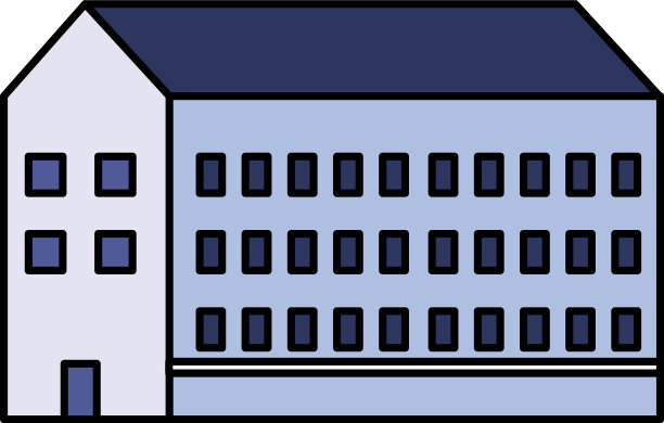 白色背景上的学校建筑图片下载
