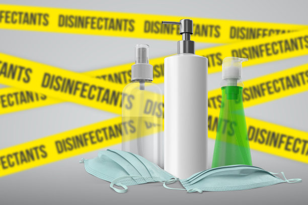 3D渲染消毒剂在白色检疫背景。冠状病毒的概念。图片下载