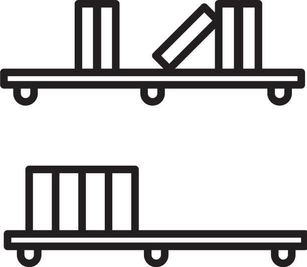 黑色线书架与书籍图标孤立在白色图片下载