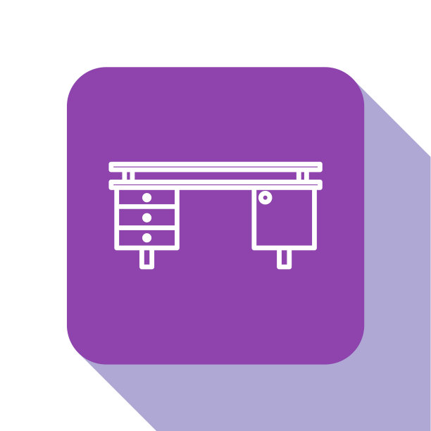 白色线办公台图标孤立在白色图片下载