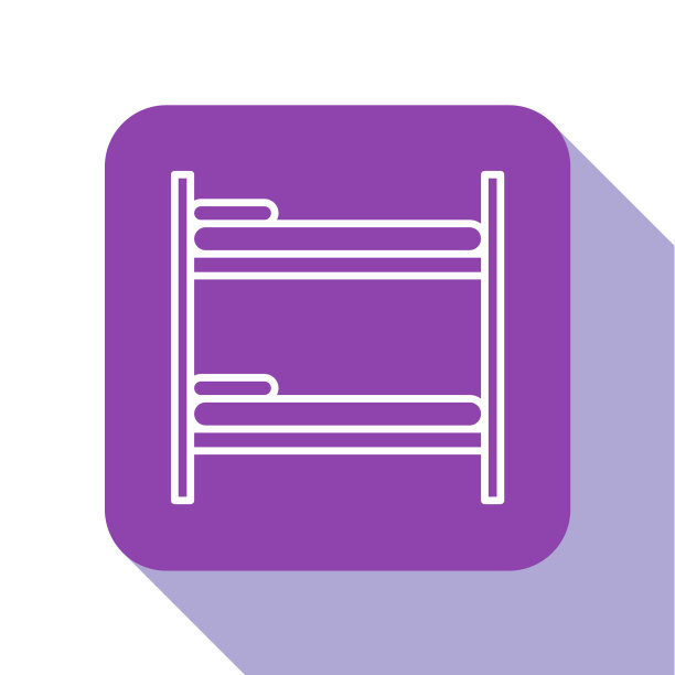 白色线双层床图标孤立在白色图片下载