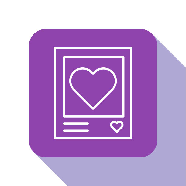 白线空白的相框和心形图标图片下载