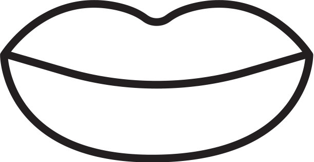 黑线微笑的嘴唇图标孤立在白色图片下载