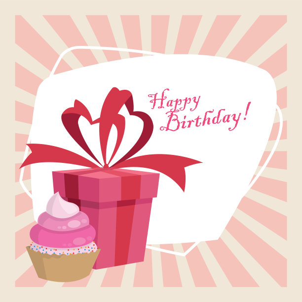 生日庆祝会包装的快乐礼盒图片下载