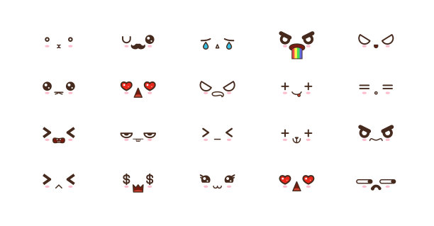 可爱的脸，微笑的表情，日本的表情图片下载