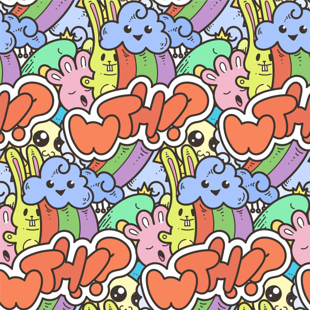 无缝图案与可爱的卡通怪物和图片下载