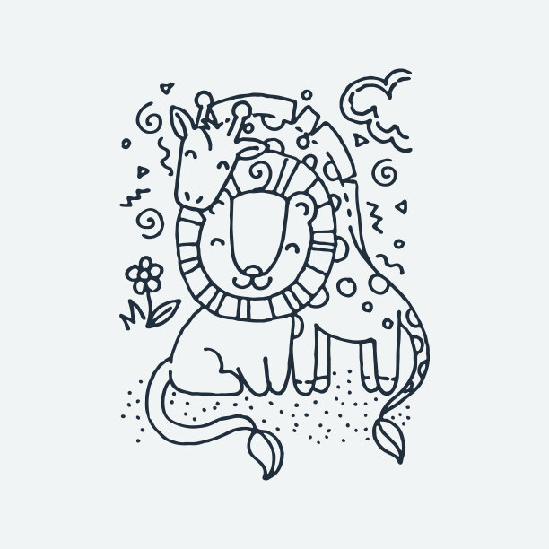 可爱的卡通动物剪辑艺术为儿童设计图片下载