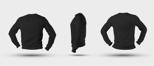 模型黑色空白石南，男装正面，背面，侧视图，演示设计。图片下载