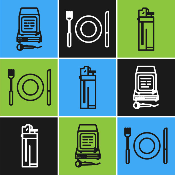 设线卡拉ok打火机和餐叉图片下载