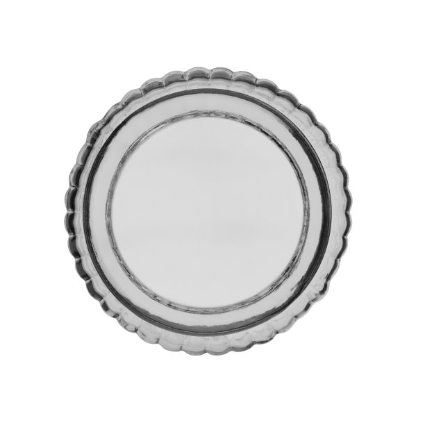 空玻璃罐肋边，从上面近距离观察。孤立在白色背景上图片下载