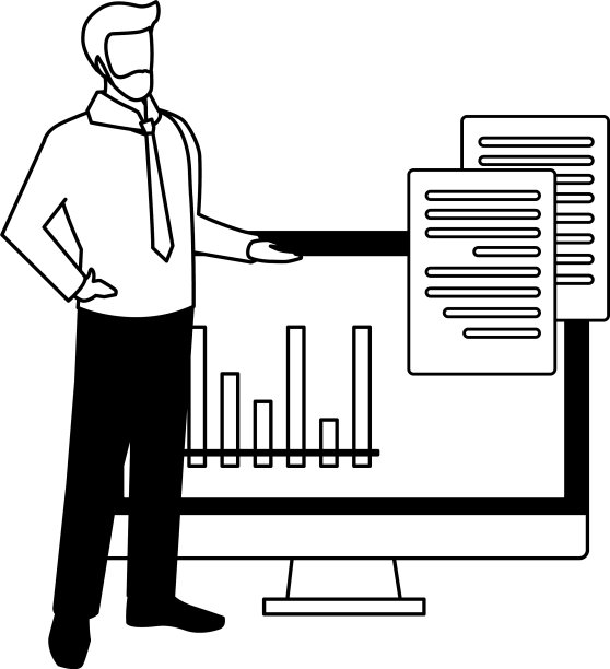 白色电脑屏幕的商人图片下载